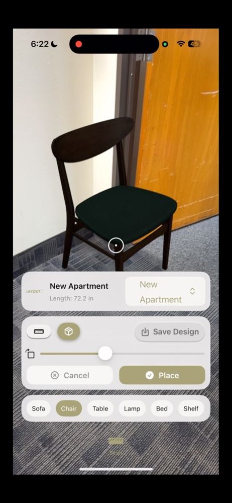 Layout augmented reality iOS furniture placement app